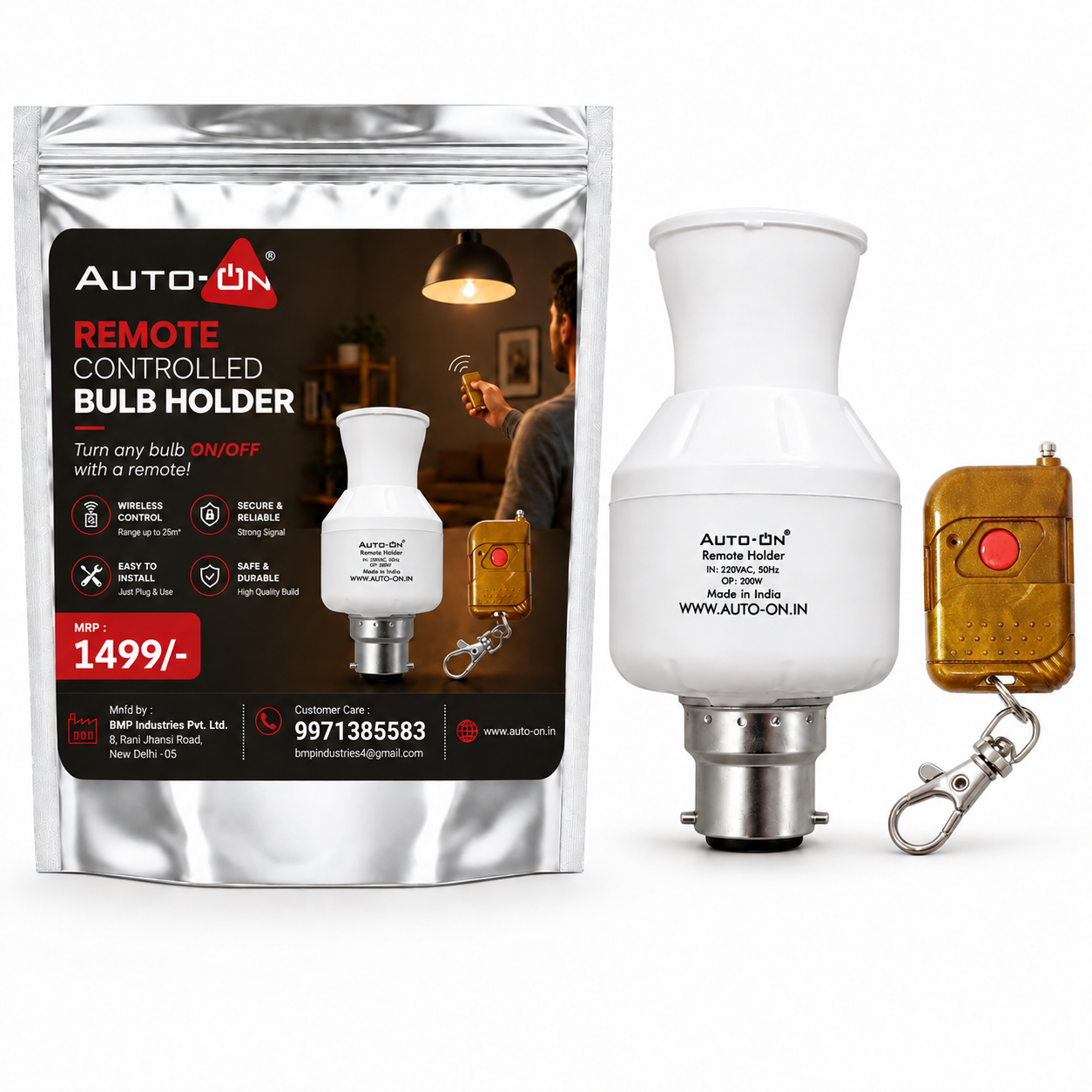 Auto-ON Remote Control Led Bulb Holder